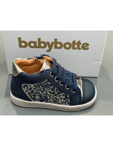 Bottines Babybotte 5037B102 Frida zip glitterone blu bleu H24 sur le site 