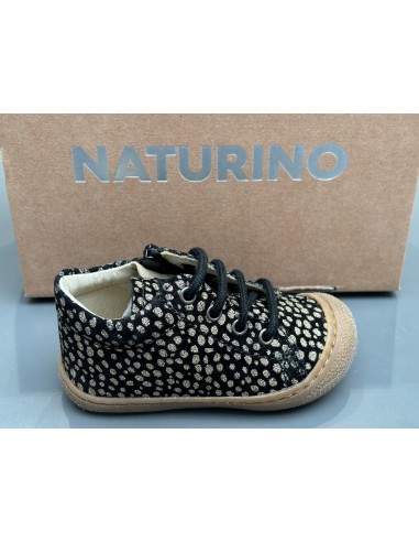 Bottines naturino cocoon zip suede pr pony black platinium H24 en stock