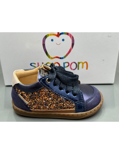 Bottines Shoo pom Bouba Connect glitter laminat navy pas cher chine