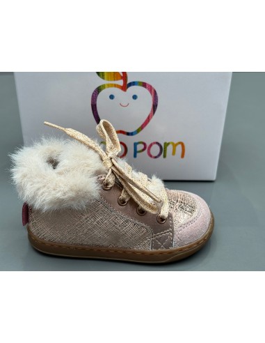 Bottines Shoo pom Bouba zip hair linen fur pink Jusqu'à 80% De Réduction