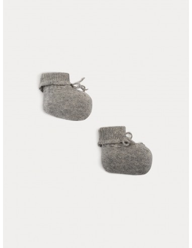 Chaussons en cachemire bébé gris chiné clair ouvre sa boutique