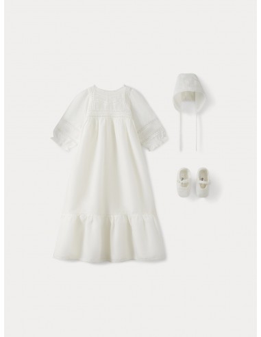 Robe de baptême en soie bébé blanc lait des créatures d'habitude