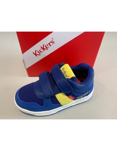 Baskets kickers Kalido bleu marine jaune Pour