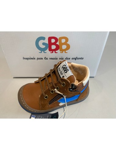 Bottines GBB flexoo zipou camel brillant des détails fins