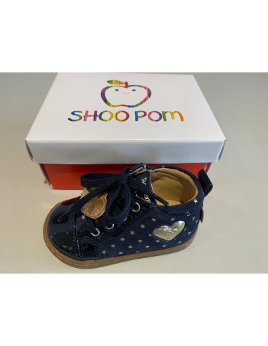 Bottines Shoo pom Bouba heart stars vernis navy platine de l' environnement