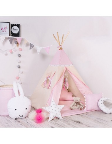 Tipi Fille Rose avec Tapis et Coussin pour bénéficier 