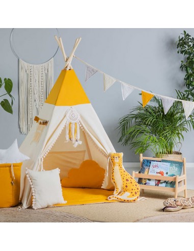 Tipi Lit Enfant Jaune et Blanc de technologie