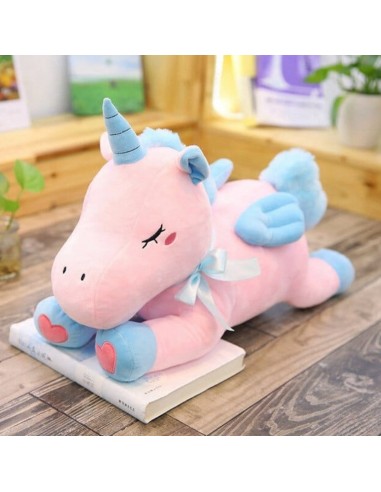 Peluche Licorne Rose Ailes Bleu prix